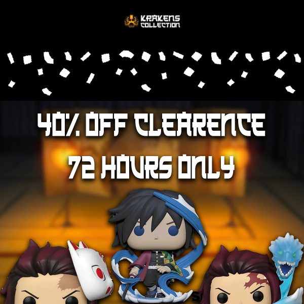 40% OFF CLEARANCE! 72 HOURS ONLY WITH CODE 40CLEAR