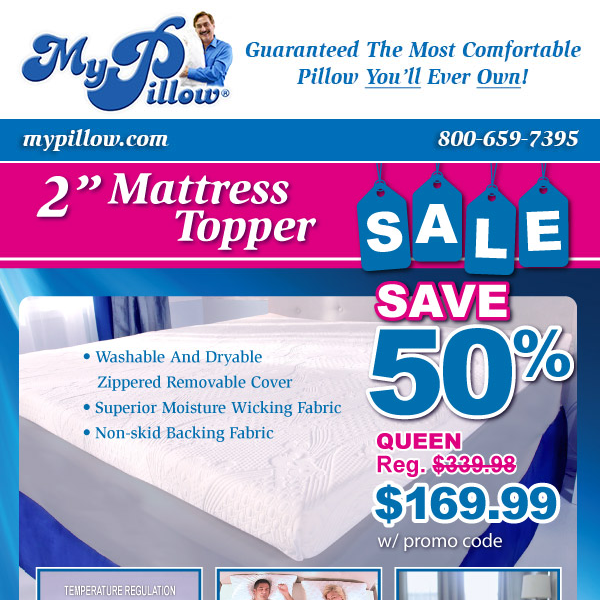 Rejuvenate Your Mattress With 50% Off 2" Mattress Toppers!