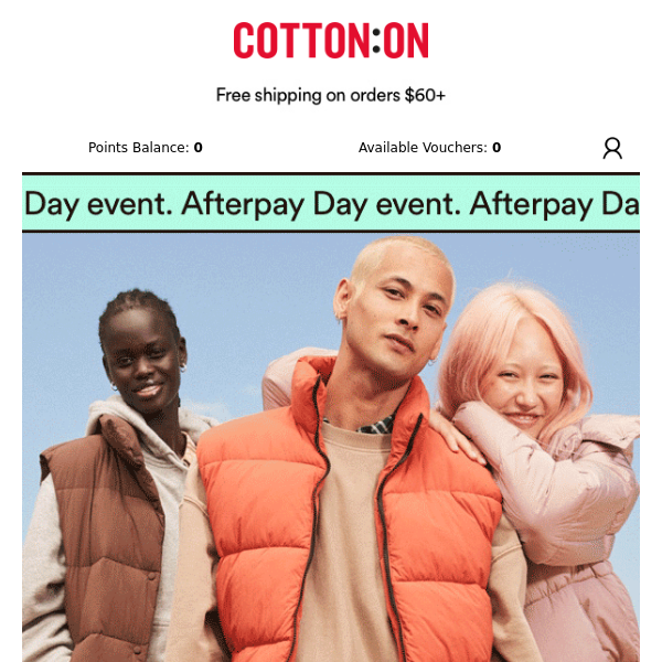 The Afterpay Day event STARTS NOW 🎉