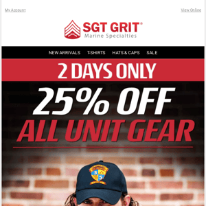 Look Sharp! 25% off Unit Gear!