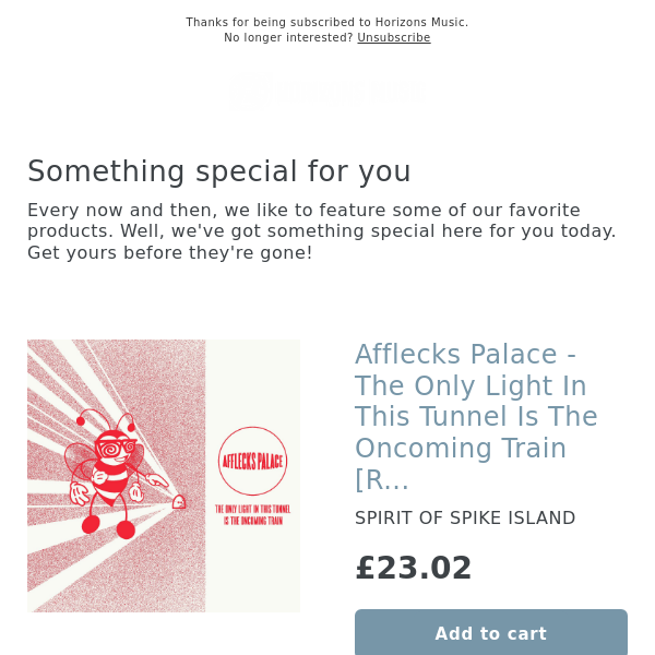 Extremely limited! 2 per store! Afflecks Palace - The Only Light In This Tunnel Is The Oncoming Train [Red Vinyl]