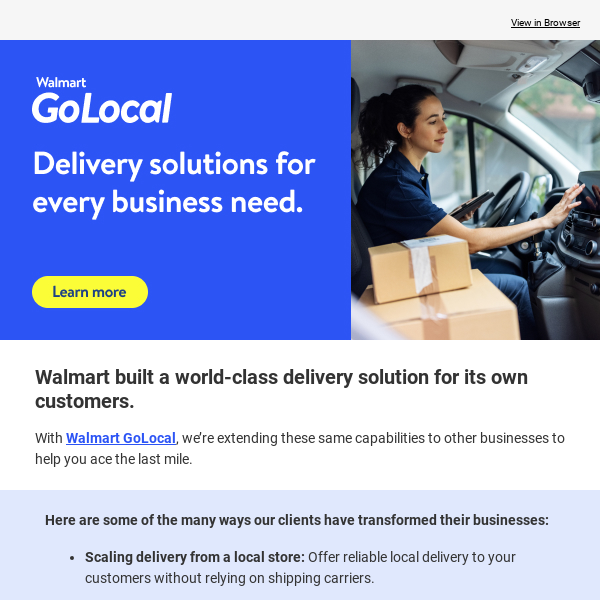 Optimize your last mile with Walmart GoLocal