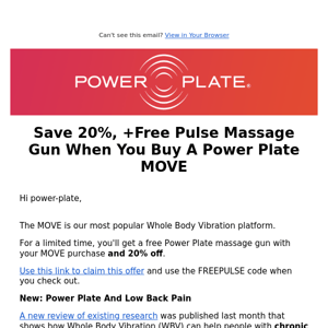 Free Pulse Massage Gun and Save 20% When Buying A Power Plate