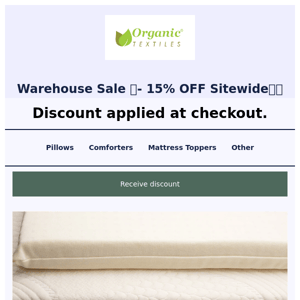 Get your eco-friendly organic bedding for less - 15% off sitewide sale