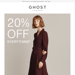 20% off everything + free delivery - this weekend only