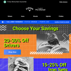 Choose Your Savings! Shop 15-40% Off Clubs!