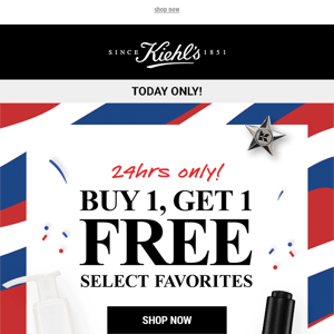 24 HOURS ONLY, BUY 1 GET 1 ON OUR BESTSELLERS!