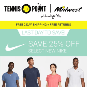 LAST DAY! 25% off Select Nike Shoes & apparel