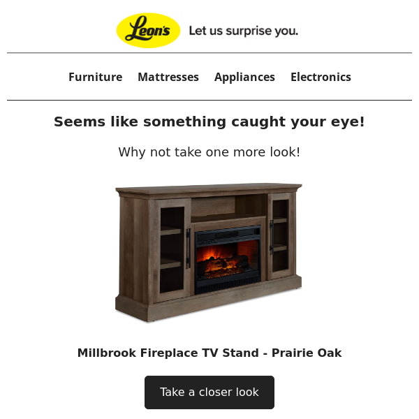 Leons fireplace deals tv stand