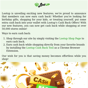  New Cash Back Features and 1,500,000 Point Giveaway!