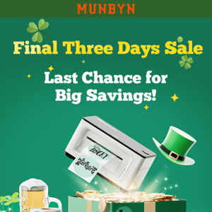 ☘️Final Three Days Sale! Last Chance For MUNBYN St. Patrick's Day Sale!