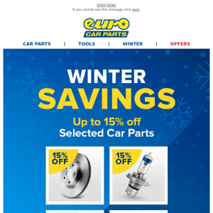 ❄️ Winter Savings | Up To 15% Off Selected Car Parts Ends Tonight!