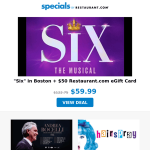 Hit Musical SIX in Boston  | Andrea Bocelli in Boston | HAIRSPRAY Lights Up Boston