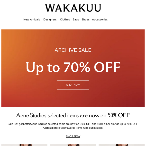 Acne Studios selected items on 50% OFF