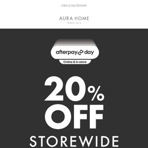 ⚫  Aura Home, AFTERPAY SALE Ends 2pm | 20% OFF ⚫