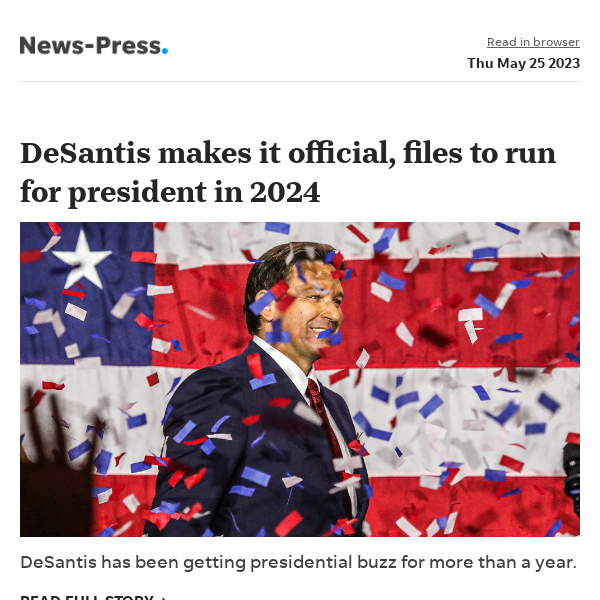 News alert: DeSantis makes it official, files to run for president in 2024