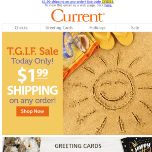 $1.99 Shipping for our TGIFriday One-Day Sale!