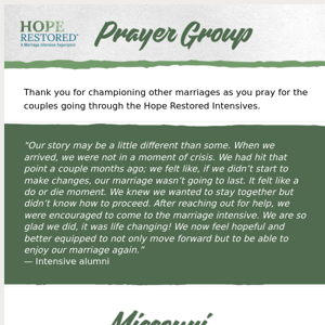 Hope Restored Prayer Initiative - Week of March 20th