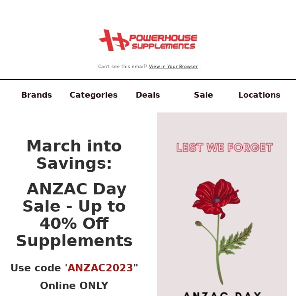 📣 ANZAC Day Sale - Up to 40% Off - Online Only - 24 Hours! 🎁