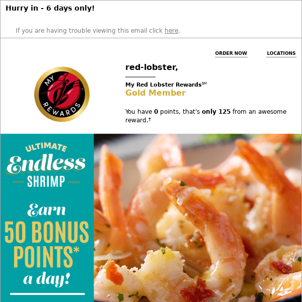 Member Exclusive Bonus Points Red Lobster