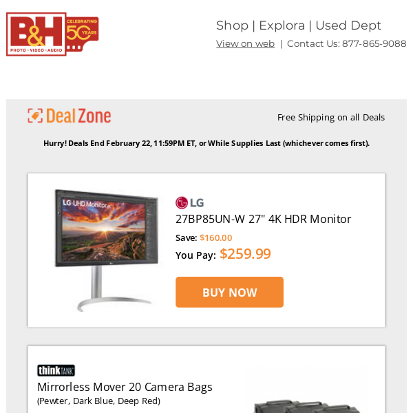 Today's Deals: LG 27" 4K HDR Monitor, Think Tank Mirrorless Mover 20 Camera Bags, Manfrotto 504X Fluid Video Head & Tripod Kits, GVM Motorized CF Video Slider & More