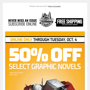 50% Off Select Graphic Novels Online Through Tuesday, October 4!