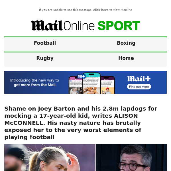 Shame on Joey Barton and his 2.8m lapdogs for mocking a 17-year-old kid, writes ALISON McCONNELL. His nasty nature has brutally exposed her to the very worst elements of playing football