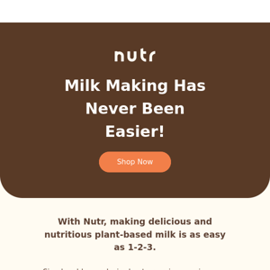 Making your own plant-based milk is as easy as 1-2-3!