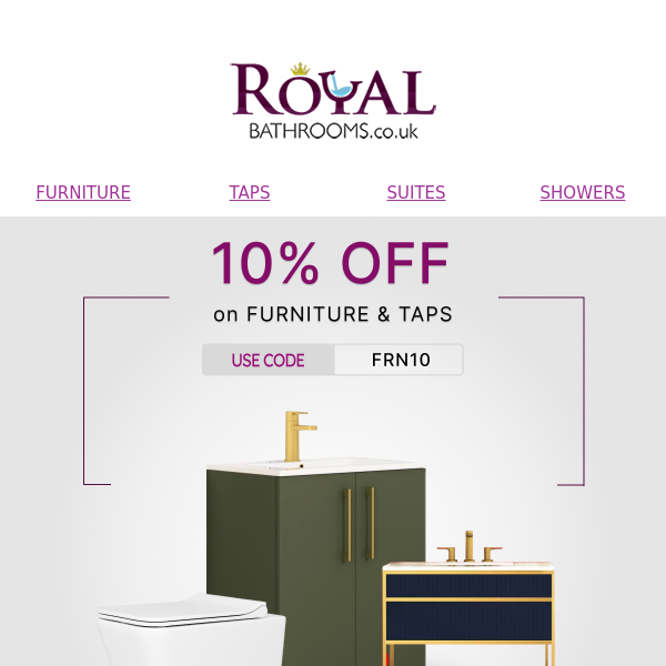 🚰 10% off Furniture and Taps | 1 week only