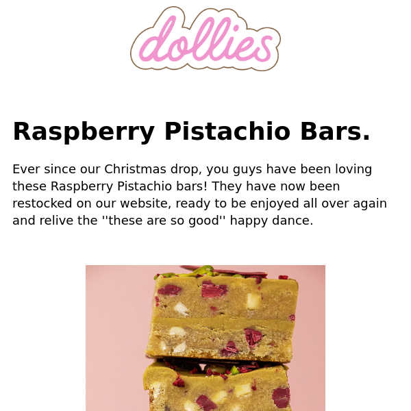 Raspberry Pistachio Bars Restocked!