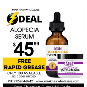 4HR Deal: Alopecia Serum w/Free Grease