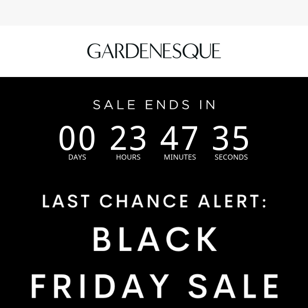 Last Chance to save 25% at Gardenesque!