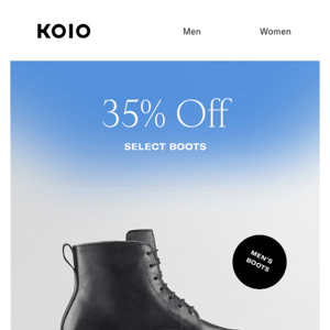 35% OFF SELECT BOOTS