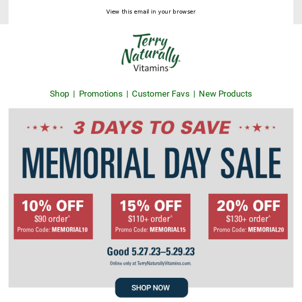 Memorial Day Savings Continue | Save 20% 💰