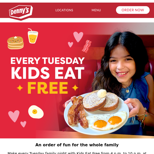 Dennys Diner, get kids’ meals on us 🥞