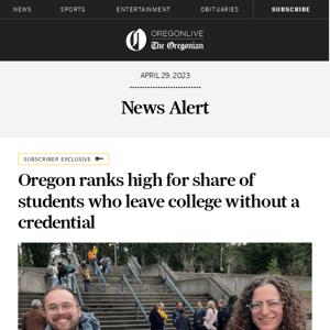 Oregon ranks high for share of students who leave college without a credential