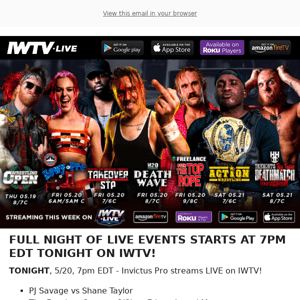 TONIGHT on IWTV: FULL NIGHT OF LIVE EVENTS!