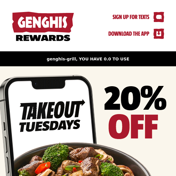 20% OFF + Bowl = Takeout Tuesday!😋❤️🥡