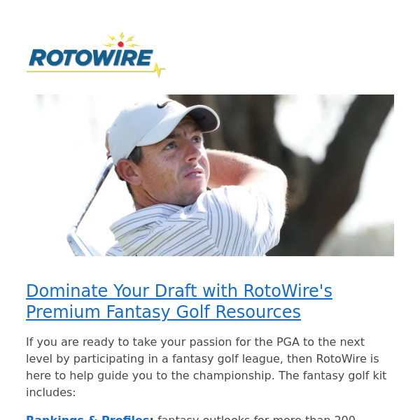 2024 RotoWire Fantasy Golf Kit: Rankings, Sleepers, Busts, Top Rookies & More