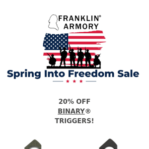 Spring Into Freedom Sale: 20% Off Binary® Triggers and MORE!