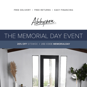 The Memorial Day Event | Save 20% Off Sitewide