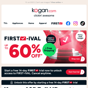 55% OFF Kogan 40" Smart TV (now just $269) - Hurry FIRST-ival offers ends midnight tonight!