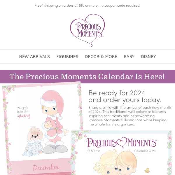 Plan For 2024 With The Precious Moments Calendar. In-Stock Now!