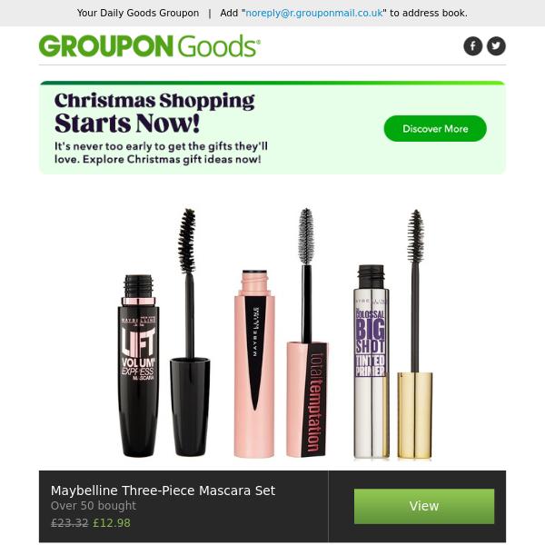 Maybelline Three-Piece Mascara Set, Triple Bunk Bed with Optional Mattress, Telescopic Ladder, Two-, Three- or Four-Step Ladder & More