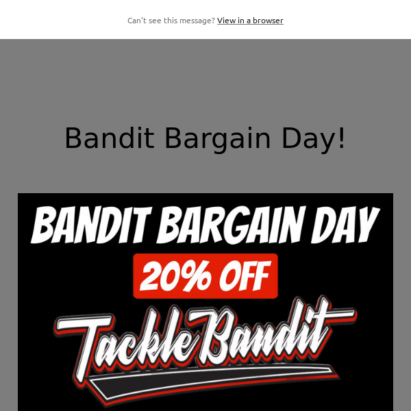 Bandit Bargain Day! 20% Off!