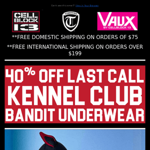 40% OFF LAST CALL PUP GEAR SALE 🔞🐶🔥 While supplies last get the KENNEL CLUB BANDIT Collection for 40% off! No refund/ exchanges on sale items!