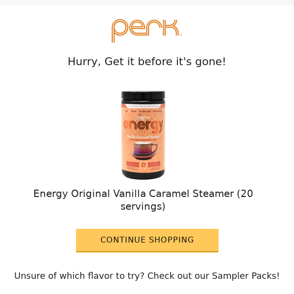 Hurry - Get Energy Original Vanilla Caramel Steamer (20 servings) before it’s sold out!