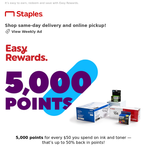 Need ink & toner? Earn 5,000 points (or more!) 🥳
