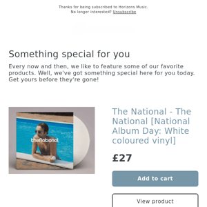 NATIONAL ALBUM DAY! The National - The National [National Album Day: White coloured vinyl]