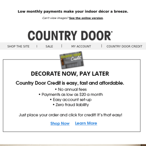 Light Up Perfect Living Spaces with Country Door Credit!